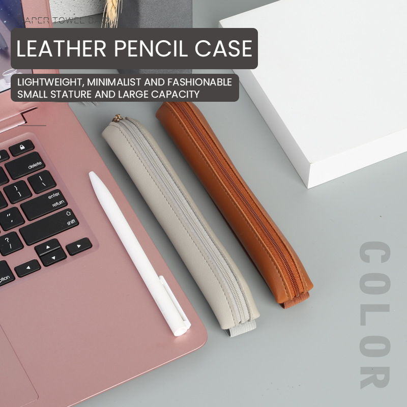 Leather Work Notebook - Pu Leder Stift halter Reiß verschluss