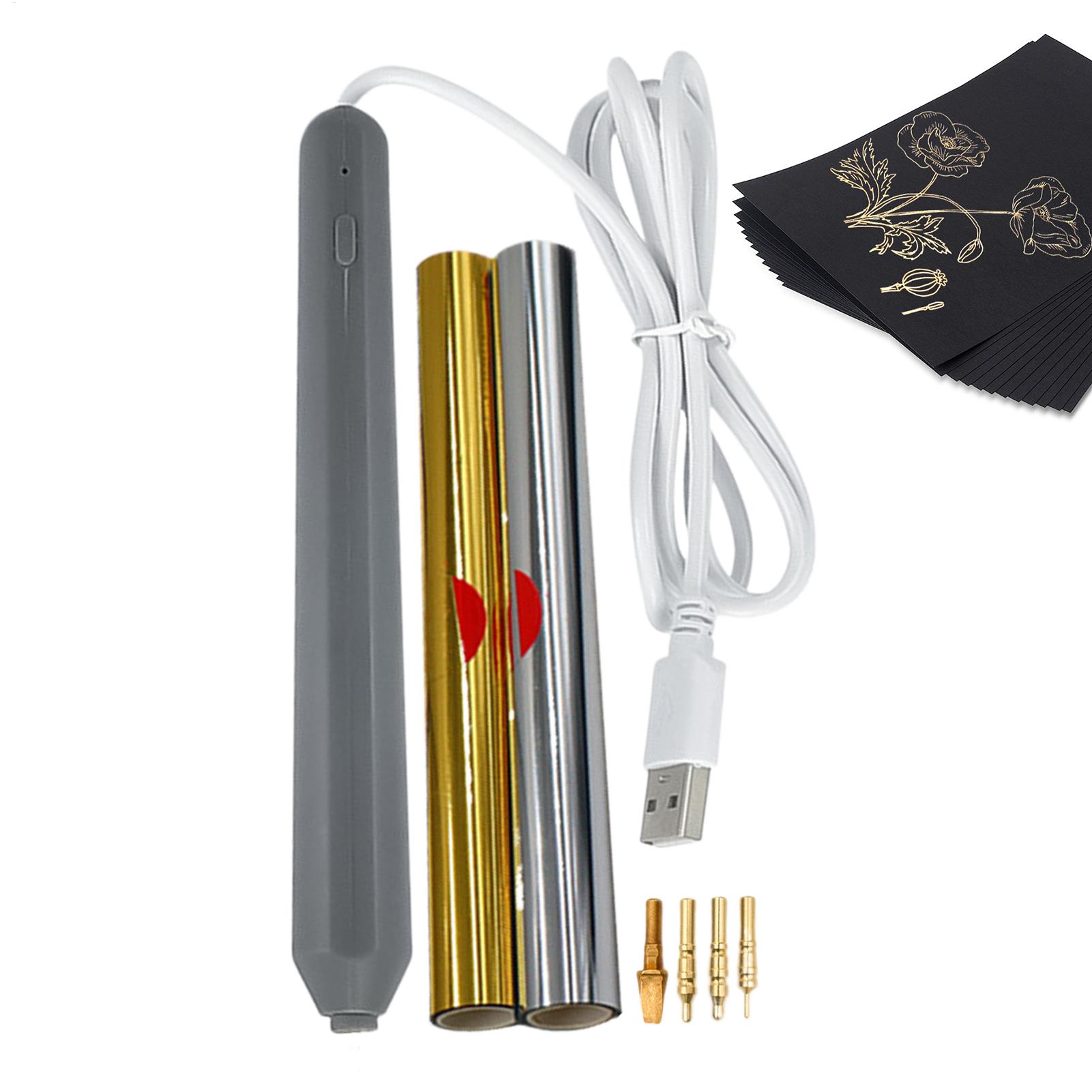 Leatherwork Kit - Heißfolien-Stempelset mit 4 Metallspitzen, Goldfolien-Prägeset für