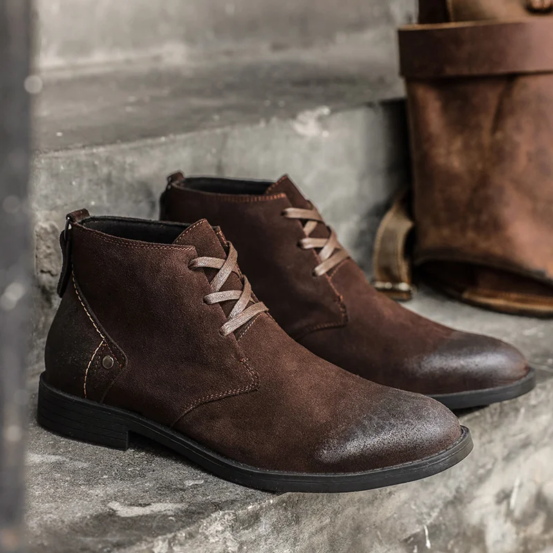 Leatherwork Boots - Neue Kuh Wildleder Stiefeletten handgemachte Vintage