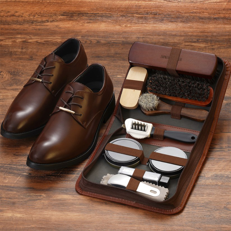 Leatherwork Kit - Pferdehaar-Schuhbürsten-Set, Lederpflege, Reinigung, Polierwerkzeuge, Reiniger, Schuhlöffel,