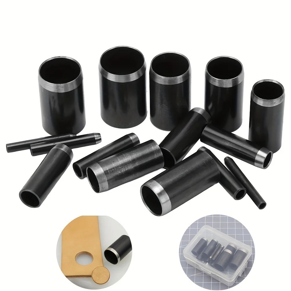 Leatherwork Hole Punch - 15-teiliges Rundlochstanzer-Set (1-15mm), Hohlstanzer-Werkzeugset mit Aufbewahrungsbox,