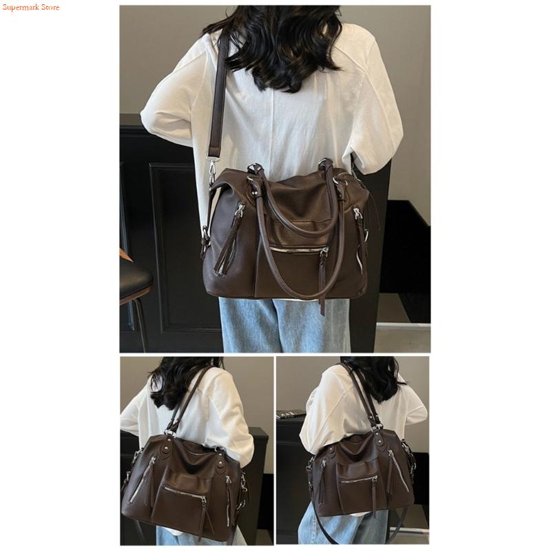 Leather Work Duffle - Q5WE Mehrzweck-Unterarmtasche, Retro-Ästhetische Damen-Handtasche aus PU-Leder,