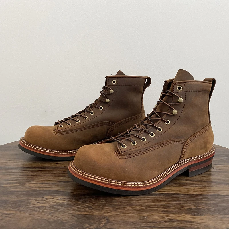 Leatherwork Boots - Vintage Britische Männer Stiefeletten Handgemachte Hohe