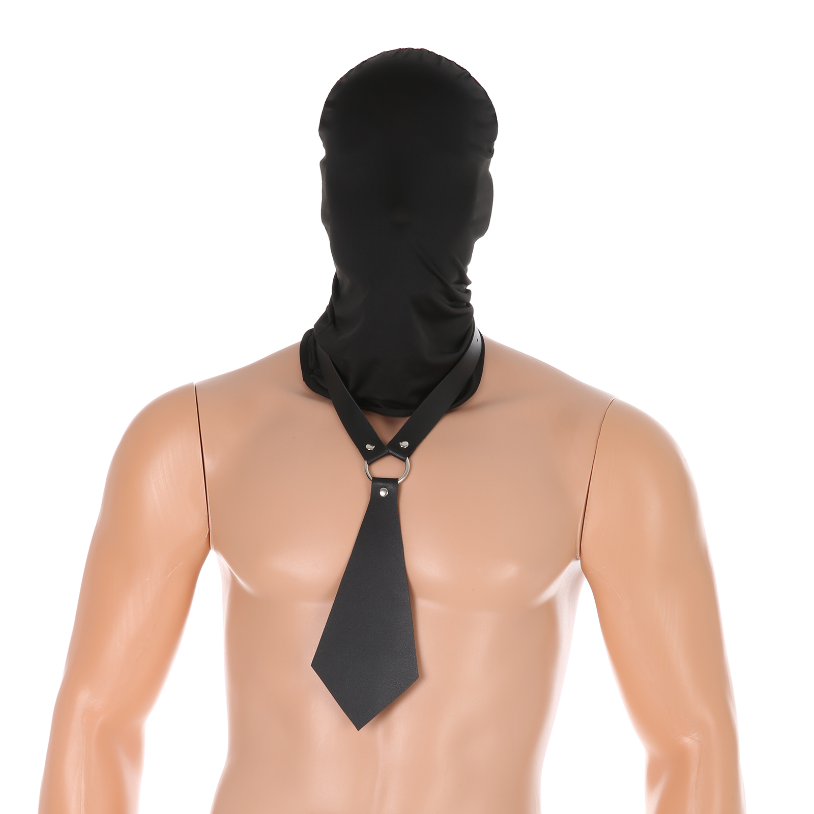 Leather Work Hat - Männer Kunstleder Krawatte Kragen Halsband Vollgesicht