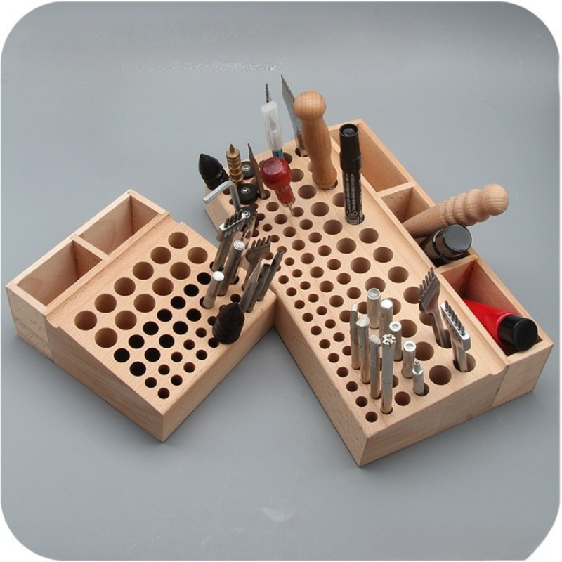 Leatherwork Hole Punch - Lederwerkzeug-Halter mit 46/98 Löchern, Lederwerkzeug-Aufbewahrungsbox für