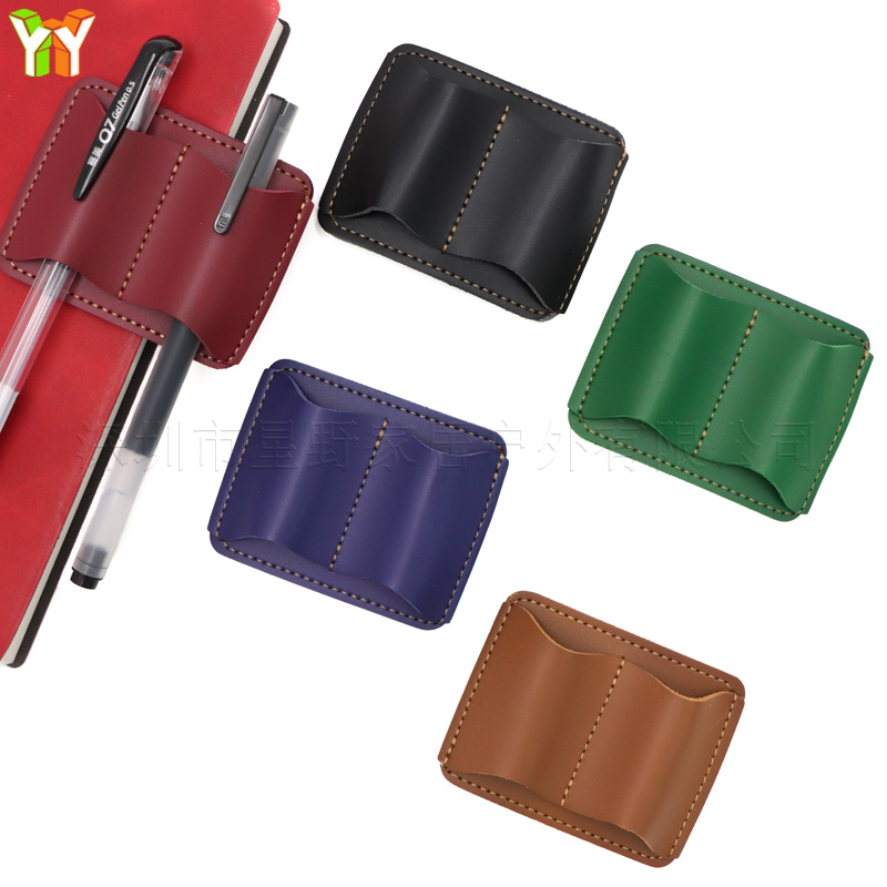 Leather Work Notebook - Tragbarer Stifthalter aus PU-Leder, Notizbuch-Stiftclip, mehrfarbig,