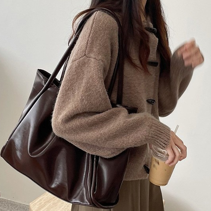 Leather Work Handbags - 2026 Damen Neue Vintage Schultertaschen, Große