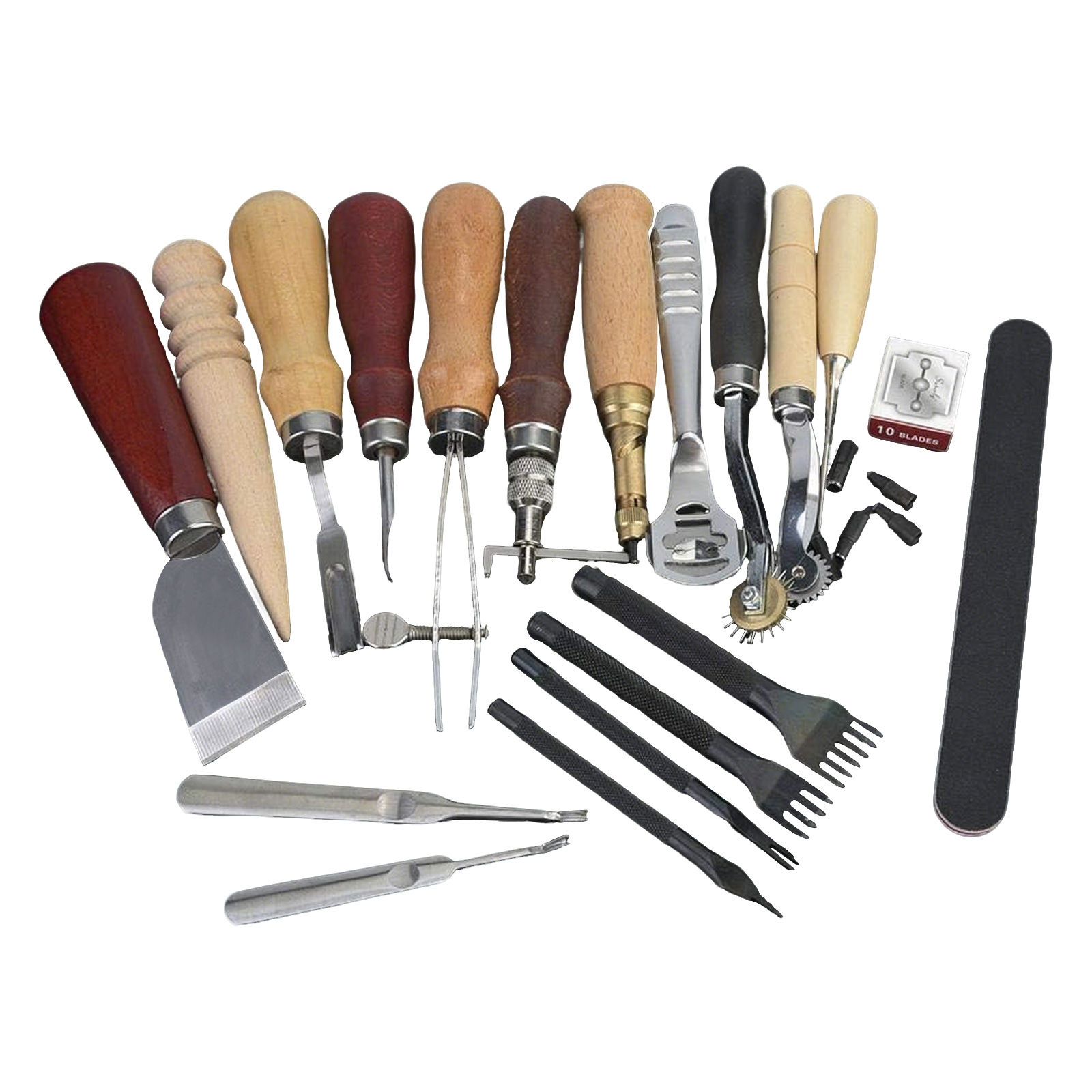 Leatherwork Hole Punch - Lederwerkzeuge, 19-teiliges Lederhandwerks-Set zum Nähen, Stanzen