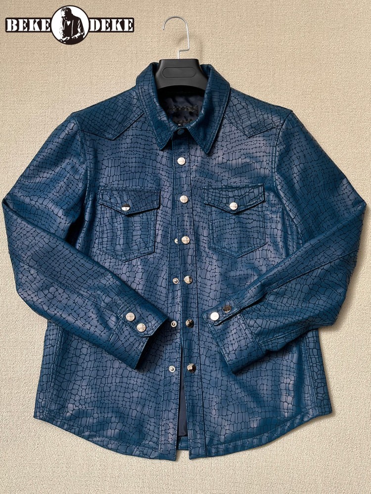 Leatherwork Patterns - Herren Frühlingsjacke aus echtem Schafsleder mit