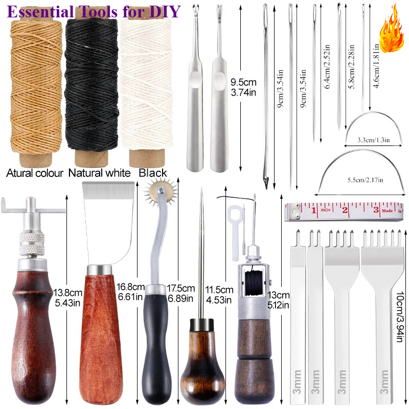 Leatherwork Repairs - KRABALL Lederhandwerk-Werkzeugsatz – professionelles Nahtstanzer- und