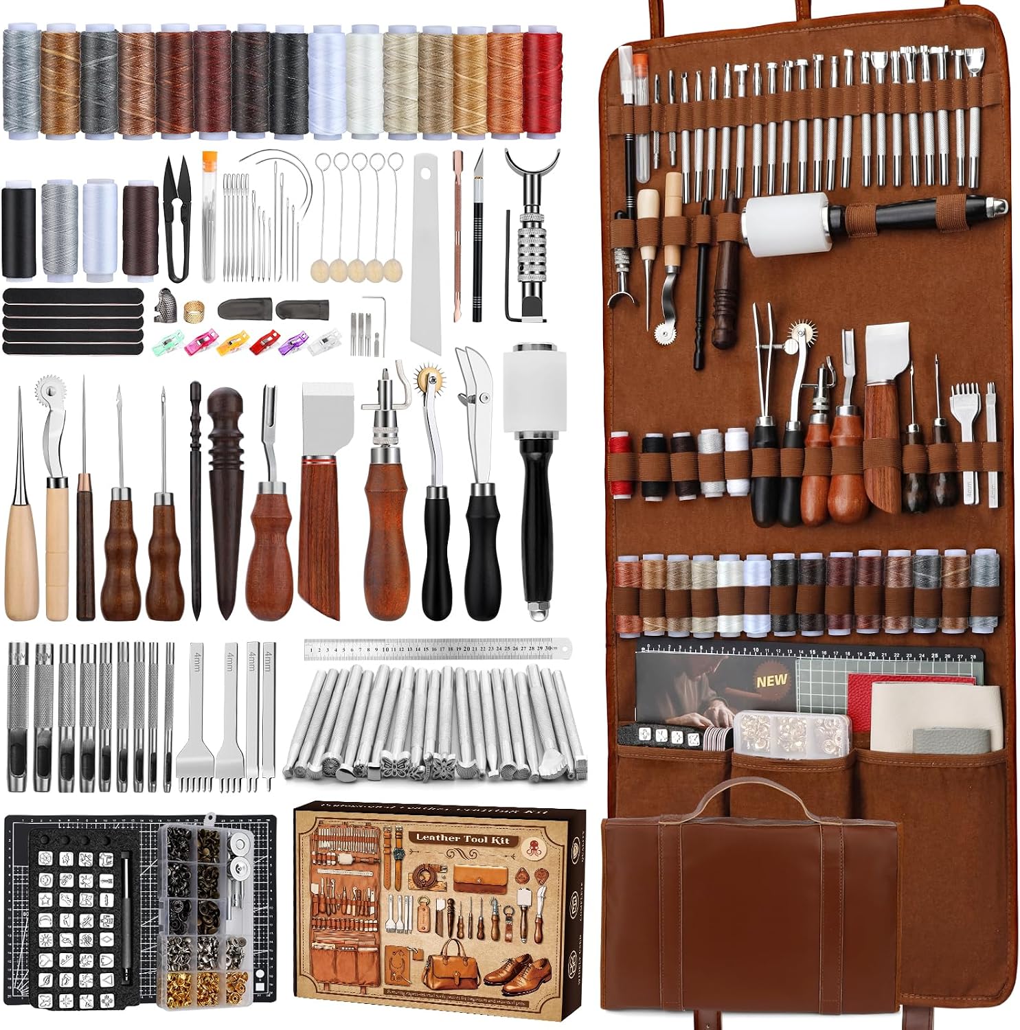 Leather Working - Lederbearbeitungs-Set, Lederwerkzeuge und Bastelset mit Maßgefertigter