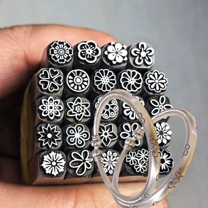 Leatherwork Patterns - 5/7mm Blumenmuster Metallprägewerkzeug Schmuckstanzwerkzeug Silber Leder