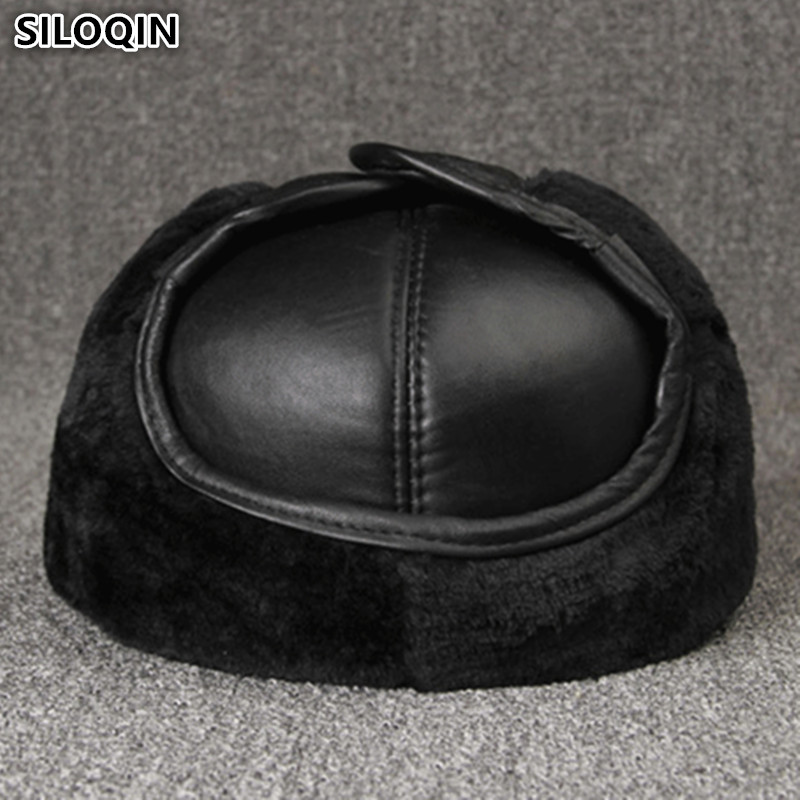 Leather Work Hat - Echte Lederkappen, warme Winter-Bombermützen, Ohrenschützer aus