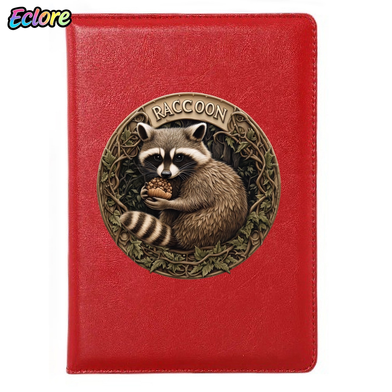 Leatherwork Journal - Vintage-Lederjournal mit Waschbär-Illustration, A5-Notizbuch mit weichem