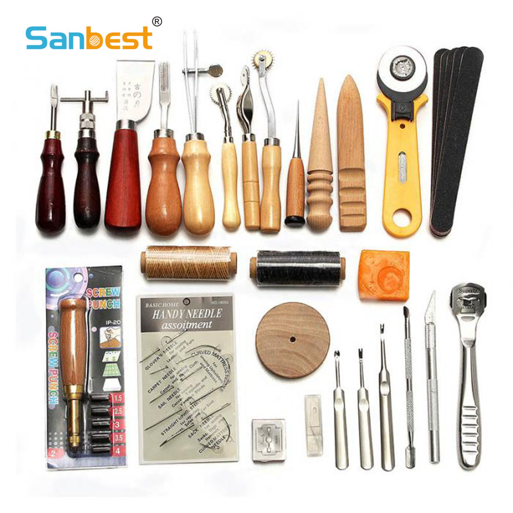 Leatherwork Hole Punch - Sanbest Professionelle Leder Handwerk Werkzeuge Kit