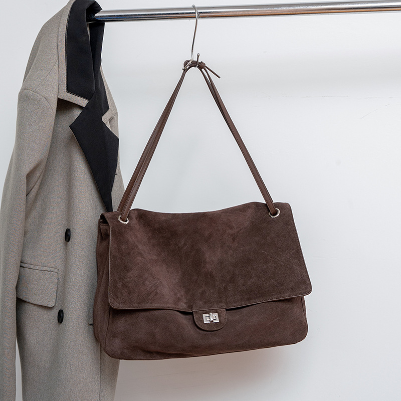 Leather Work Handbags - Echte Wildleder-Schultertasche für Damen mit Verstellbarem