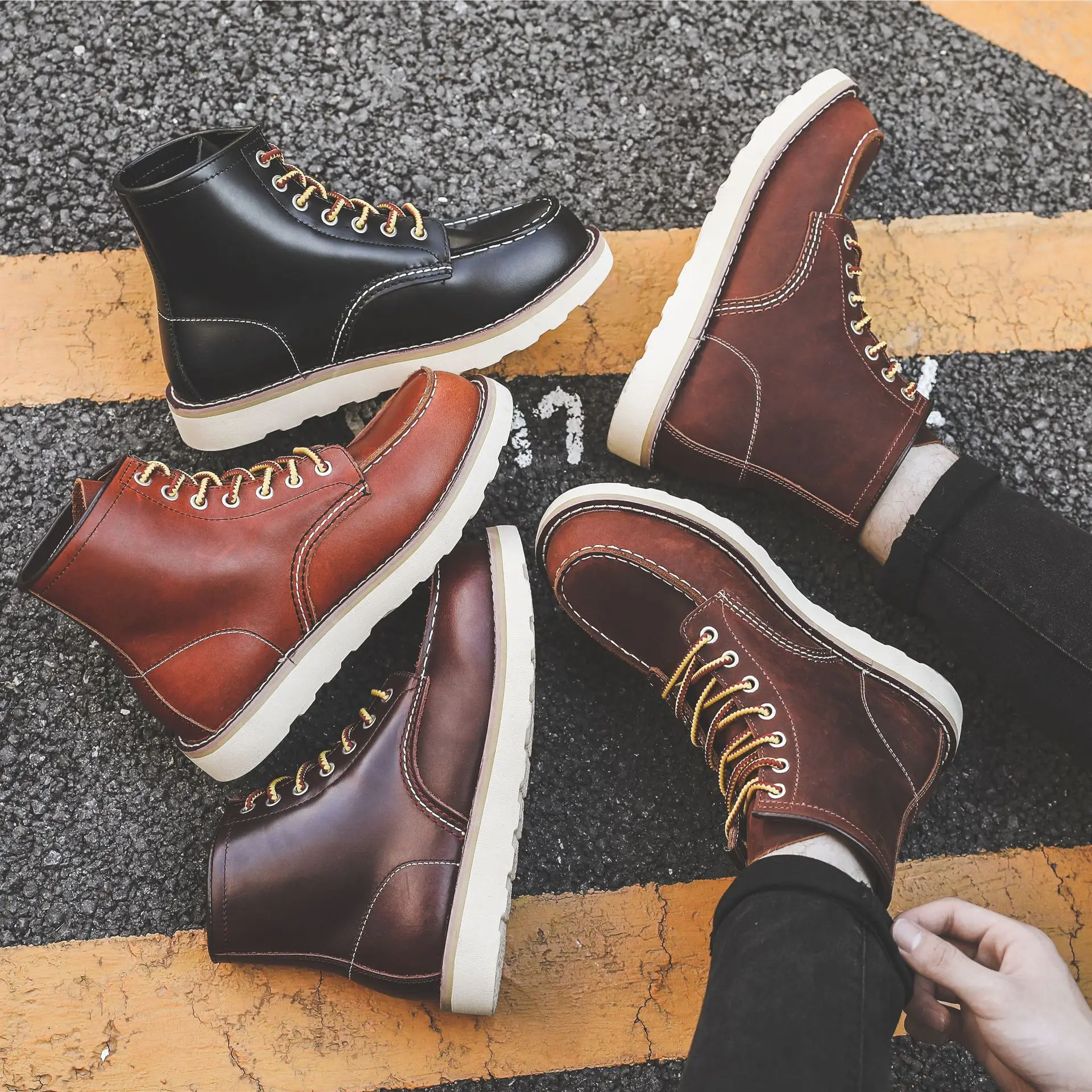 Männer Frühling Winter Casual  – Leatherwork Boots Bewertung und Preis