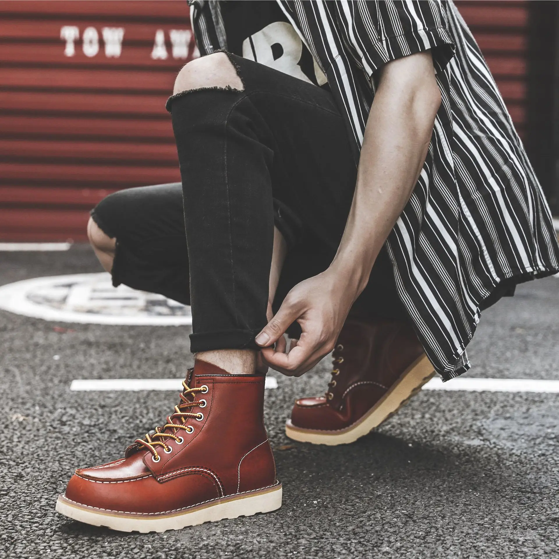 Männer Frühling Winter Casual  – Leatherwork Boots Bewertung und Preis