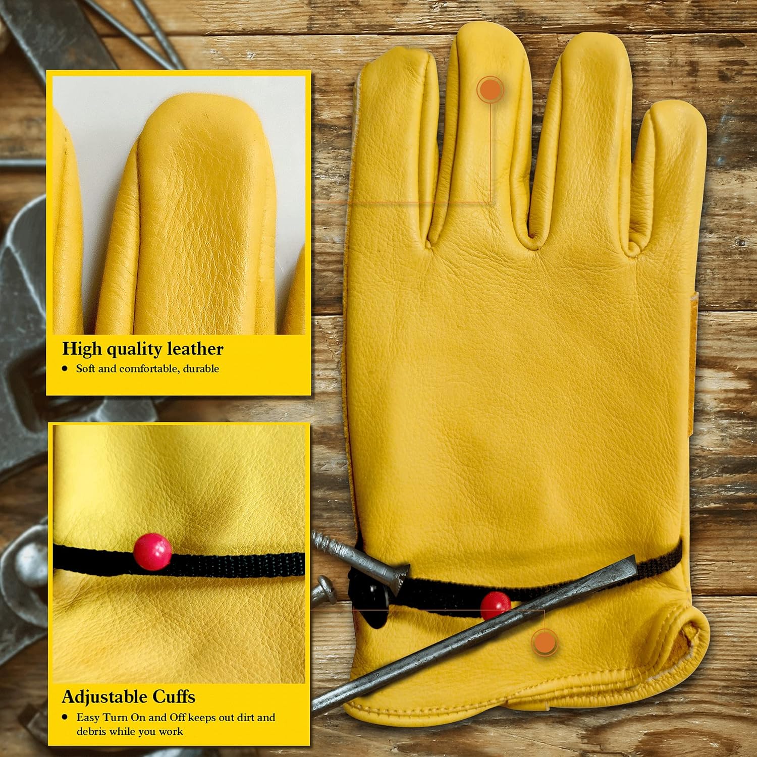 Gelbe Rindsleder-Gartenhandsch – Leatherwork Repairs Bewertung und Preis